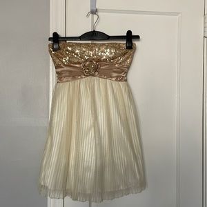 Champagne and cream cocktail dress